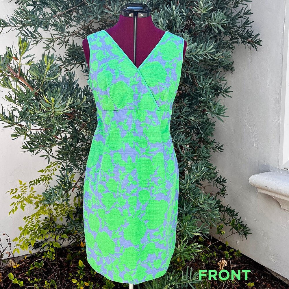 Boden Cotton Jasmine Green Windsor Bloom Print Shift Faux-Wrap US10